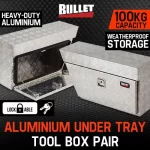 BULLET Pair of Under Tray Ute Tool Boxes Aluminium Vehicle Box Body Toolbox main