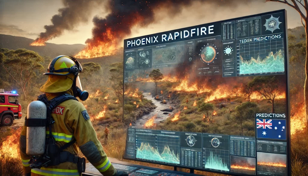 PHOENIX RapidFire bushfire prediction with a firefighter using the prediction tool.