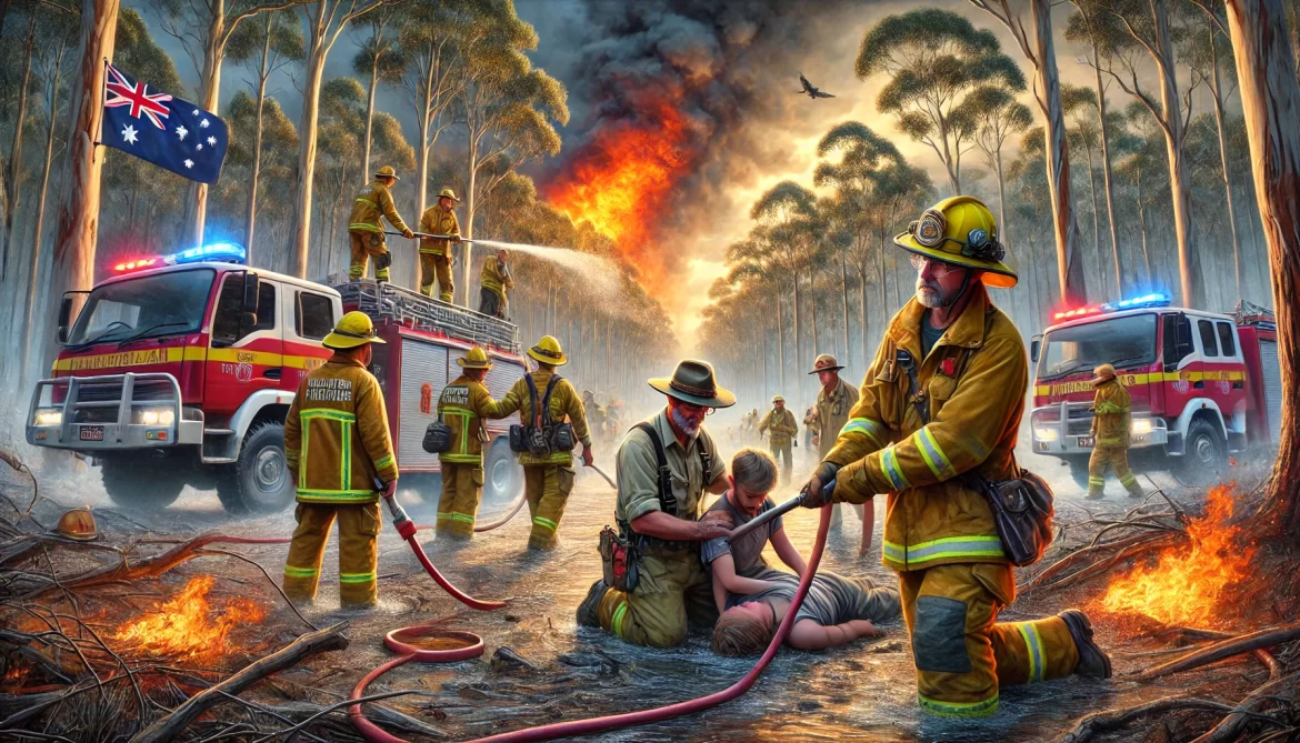 depicting Australian volunteer firefighters in action d