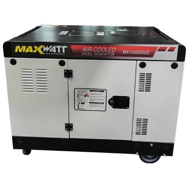 MaxWatt 10kVA Diesel Generator control panel with 2 wire auto start terminals and covered outlets